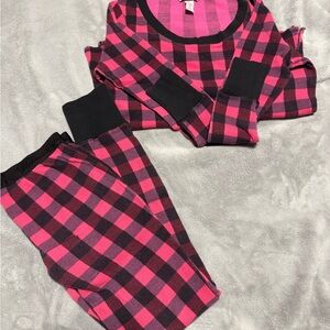 PINK Victoria's Secret Pink and Black Plaid Pajama Set